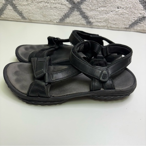 Teva Womens 10 Terri Fi Lite Black Leather Strap On Sandals Classic Adjustable - Picture 4 of 9